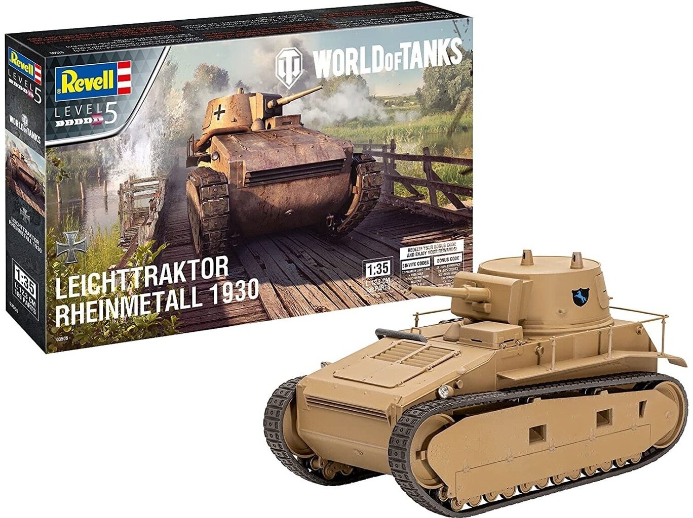 Revell - Leichttraktor Rheinmetall 1930 "World of Tanks", 1/35, 03506 cena un informācija | Konstruktori | 220.lv