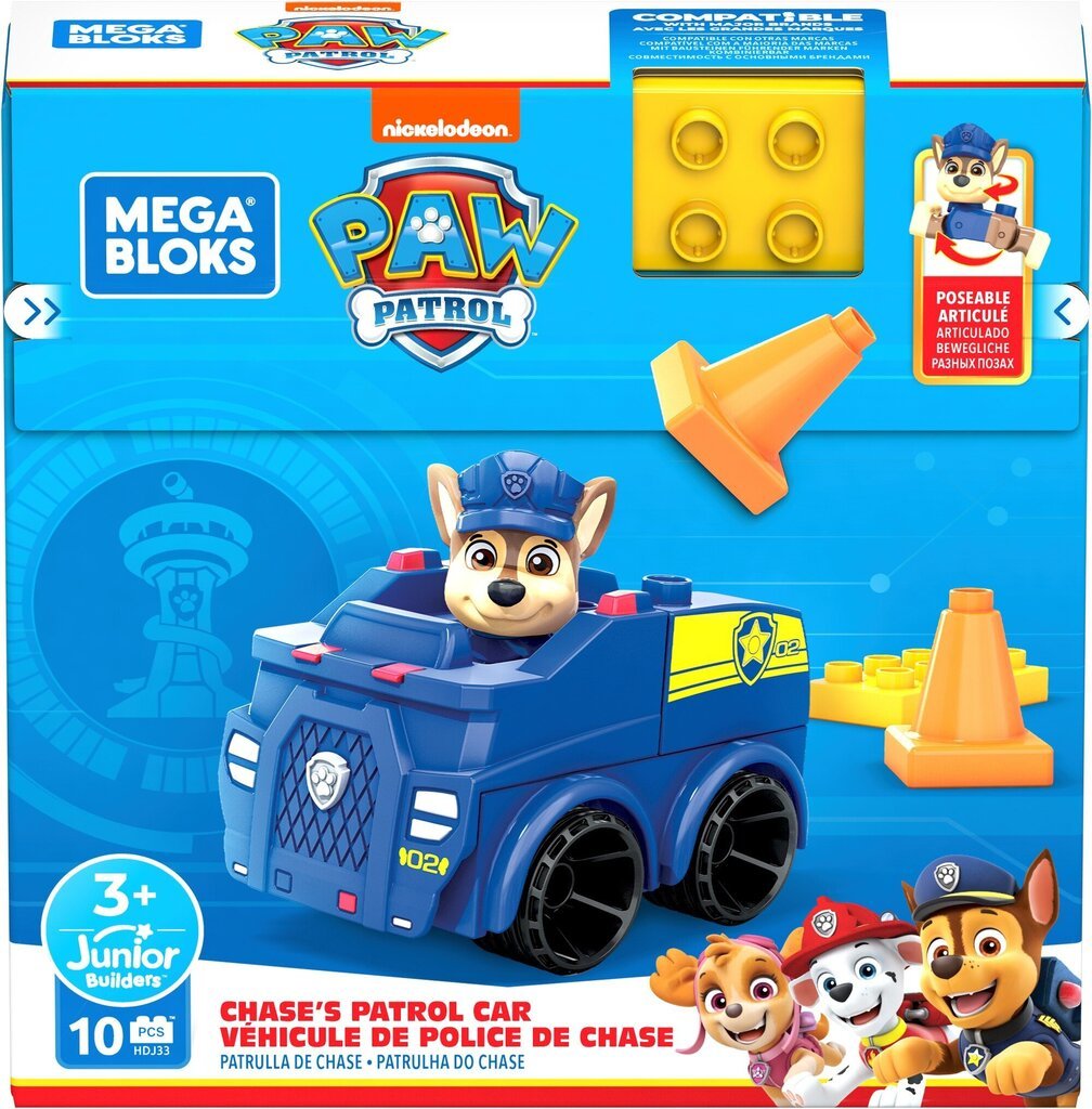 Konstruktors Mega Bloks, Paw Patrol Chase'S Patrol Car, plastmasa cena un informācija | Rotaļlietas zēniem | 220.lv