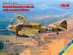 Līmējamais modelis ICM 48311 Bristol Beaufort Mk.IA with tropical filter 1/48 цена и информация | Склеиваемые модели | 220.lv