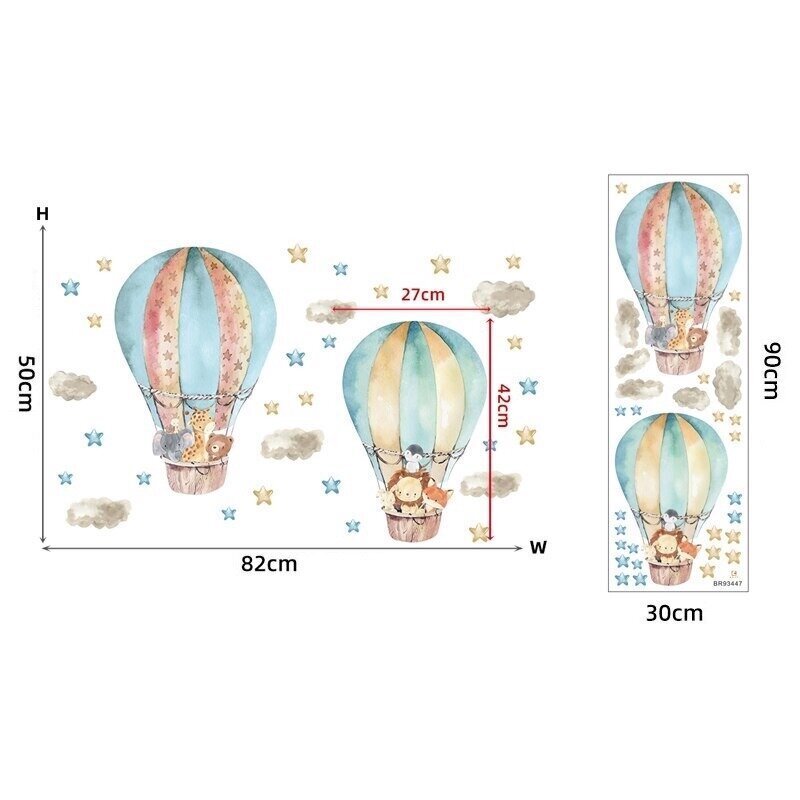 Bērnu sienas uzlīmes Gaisa baloni cena un informācija | Dekoratīvās uzlīmes | 220.lv