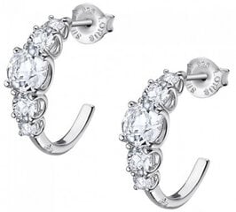 Блестящие серебряные серьги-кольца с прозрачными цирконами Lotus Silver LP2012-4/2 цена и информация | Серьги | 220.lv