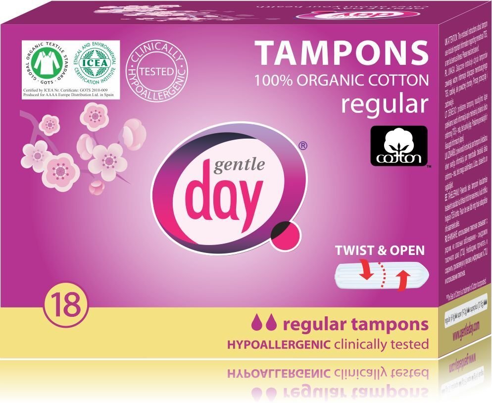 Tamponi Gentle Day Regular 18 gab. cena un informācija | Tamponi, higiēniskās paketes, ieliktnīši | 220.lv