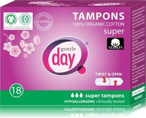 Tamponi Gentle Day Super 18 gab. cena un informācija | Tamponi, higiēniskās paketes, ieliktnīši | 220.lv