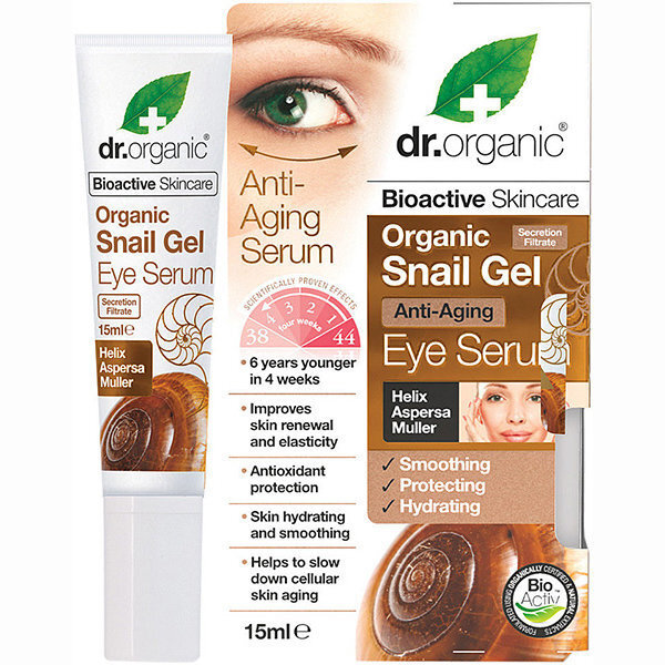 Dr. Organic serums ādai ap acīm ar gliemežu gļotu 15 ml цена и информация | Acu krēmi, serumi | 220.lv