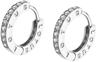 Блестящие серебряные серьги-кольца с прозрачными цирконами Lotus Silver LP1887-4 / 1 цена и информация | Серьги | 220.lv