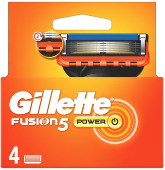 Сменные кассеты для бритья Gillette Fusion Power 4 шт. цена и информация | Косметика и средства для бритья | 220.lv