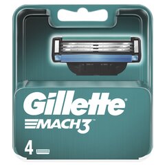 Skuvekļa kasetes Gillette Mach3 4 gab. cena un informācija | Skūšanās piederumi, kosmētika | 220.lv