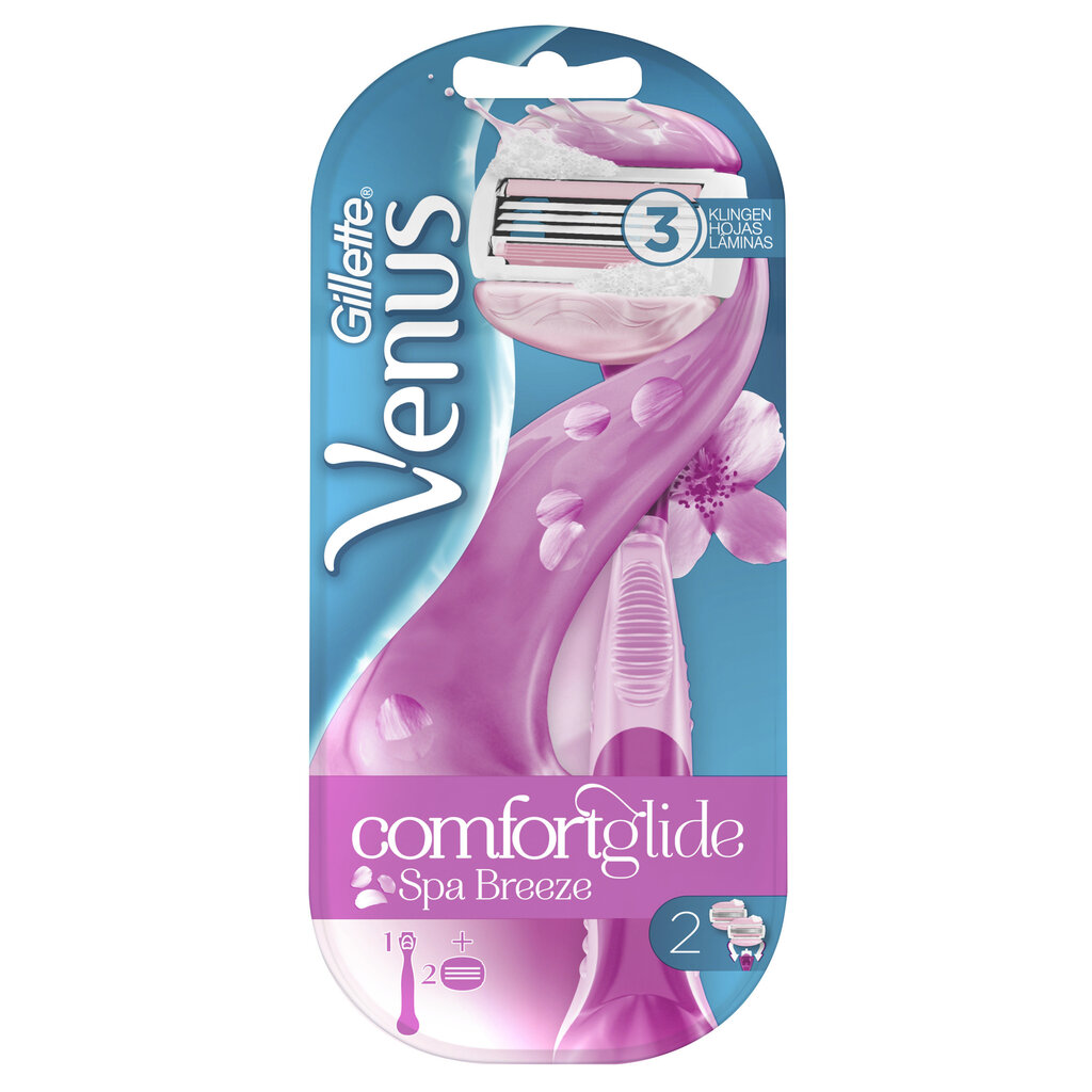 Gillette Venus Comfort Glide Spa Breeze skuveklis + 2 uzgaļi cena un informācija | Skūšanās piederumi, kosmētika | 220.lv