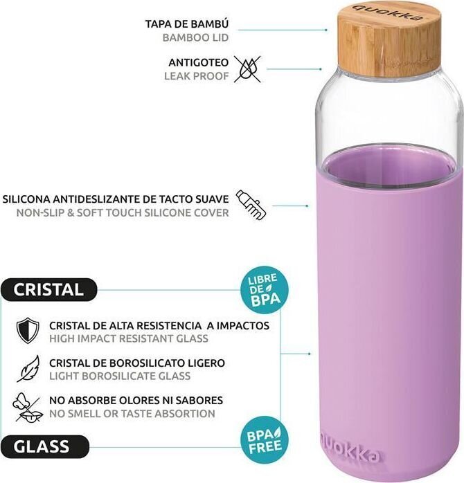 Pudele Quokka Flow, 660 ml, violeta cena un informācija | Ūdens pudeles | 220.lv