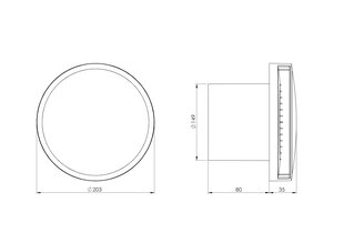 Elektroventilators EUROPLAST EAT150, apaļš E-EXTRA, Ø150mm ar noslēgvāku, lodīšu gultni цена и информация | Вентиляторы для ванной | 220.lv