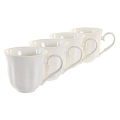 Набор из 4 кружек Mug DKD Home Decor Натуральный Фарфор Белый 350 ml цена и информация | Стаканы, фужеры, кувшины | 220.lv