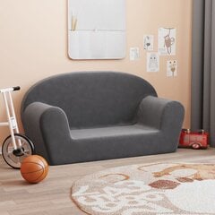 Divvietīgs bērnu dīvāns, antracīta krāsā, mīksts, plīša cena un informācija | Sēžammaisi, klubkrēsli, pufi bērniem | 220.lv