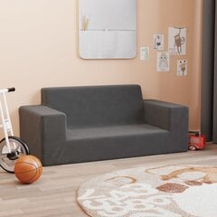 Divvietīgs bērnu dīvāns, antracīta krāsā, mīksts, plīša цена и информация | Детские диваны, кресла | 220.lv