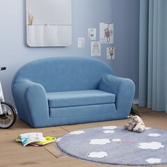 Divvietīgs bērnu dīvāns, zils, mīksts, plīša cena un informācija | Sēžammaisi, klubkrēsli, pufi bērniem | 220.lv
