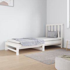 Izvelkama gulta, balta, 2x(90x190)cm, priedes masīvkoks цена и информация | Кровати | 220.lv