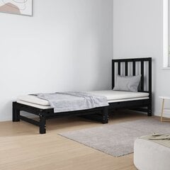 Izvelkama gulta, melns, 2x(90x190)cm, priedes masīvkoks цена и информация | Кровати | 220.lv