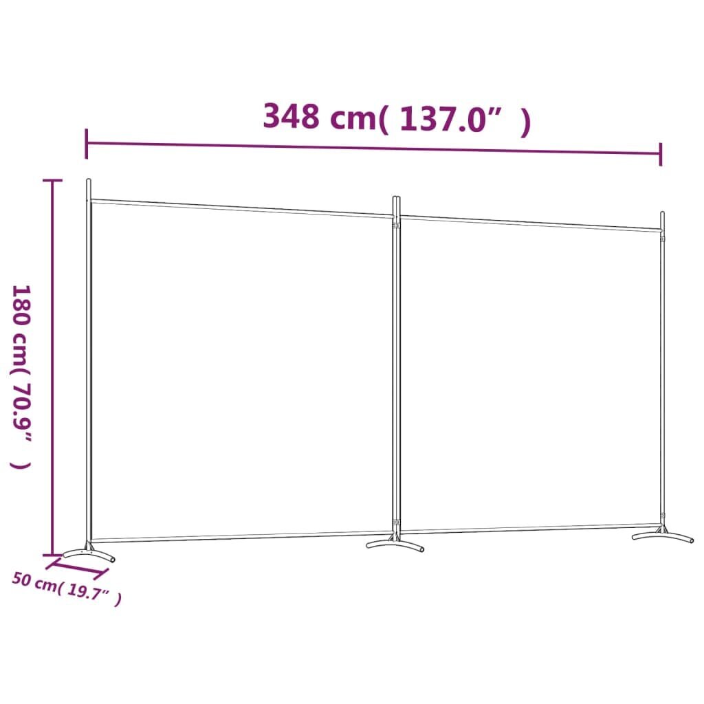 Telpas nodalījums, 2 daļu, balts, 348x180cm, auduma cena un informācija | Aizslietņi | 220.lv