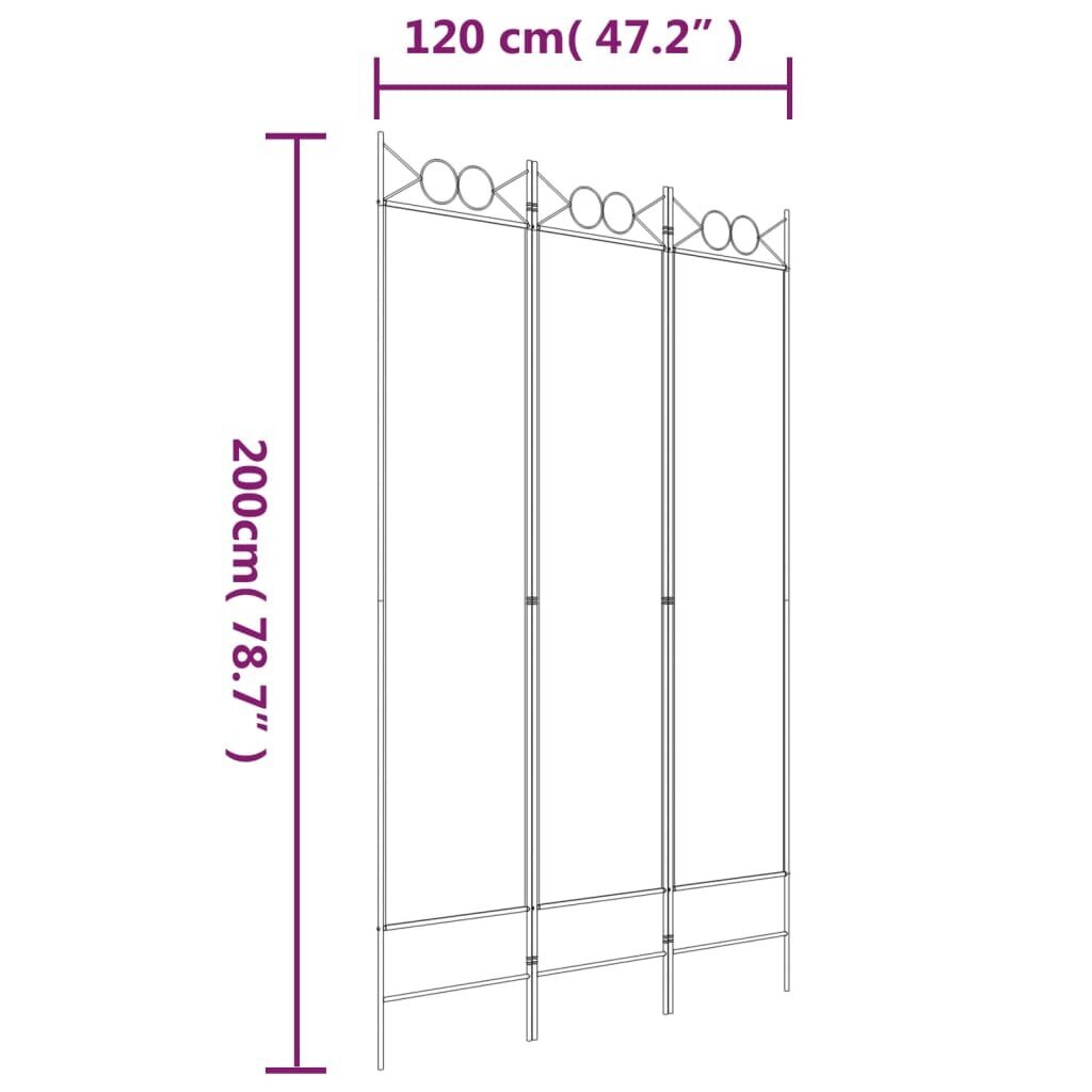 Telpas nodalījums, 3 daļu, balts, 120x200cm, auduma cena un informācija | Aizslietņi | 220.lv