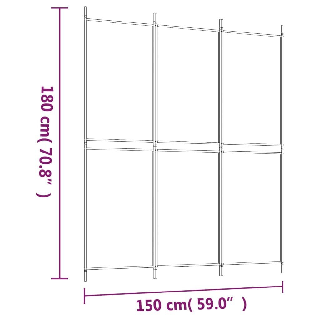 Telpas nodalījums, 3 daļu, balts, 150x180cm, auduma cena un informācija | Aizslietņi | 220.lv