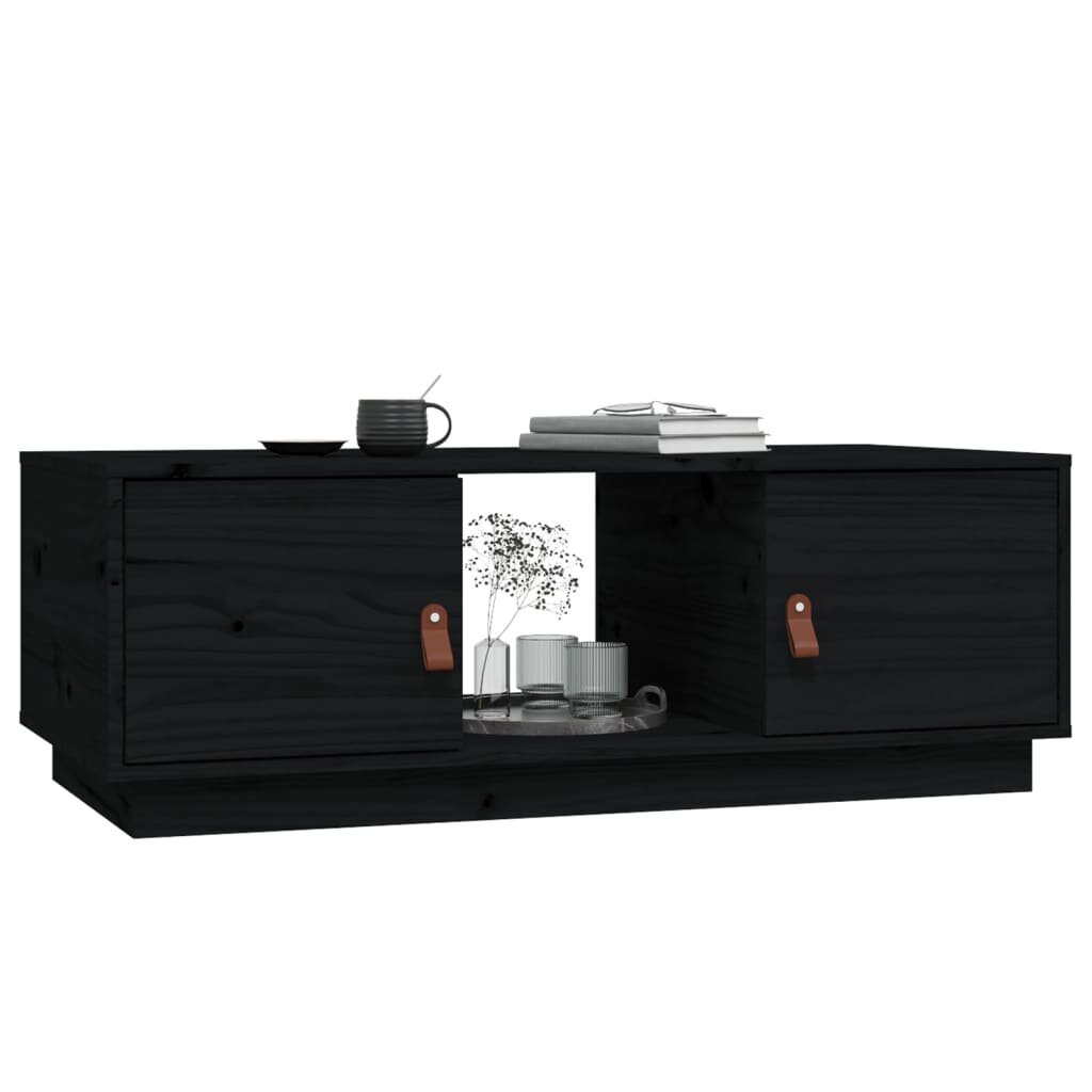 Kafijas galdiņš, melns, 100x50x35cm, priedes masīvkoks cena un informācija | Žurnālgaldiņi | 220.lv
