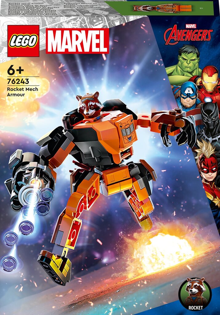 76243 LEGO® Marvel Rocket bruņu robots cena un informācija | Konstruktori | 220.lv