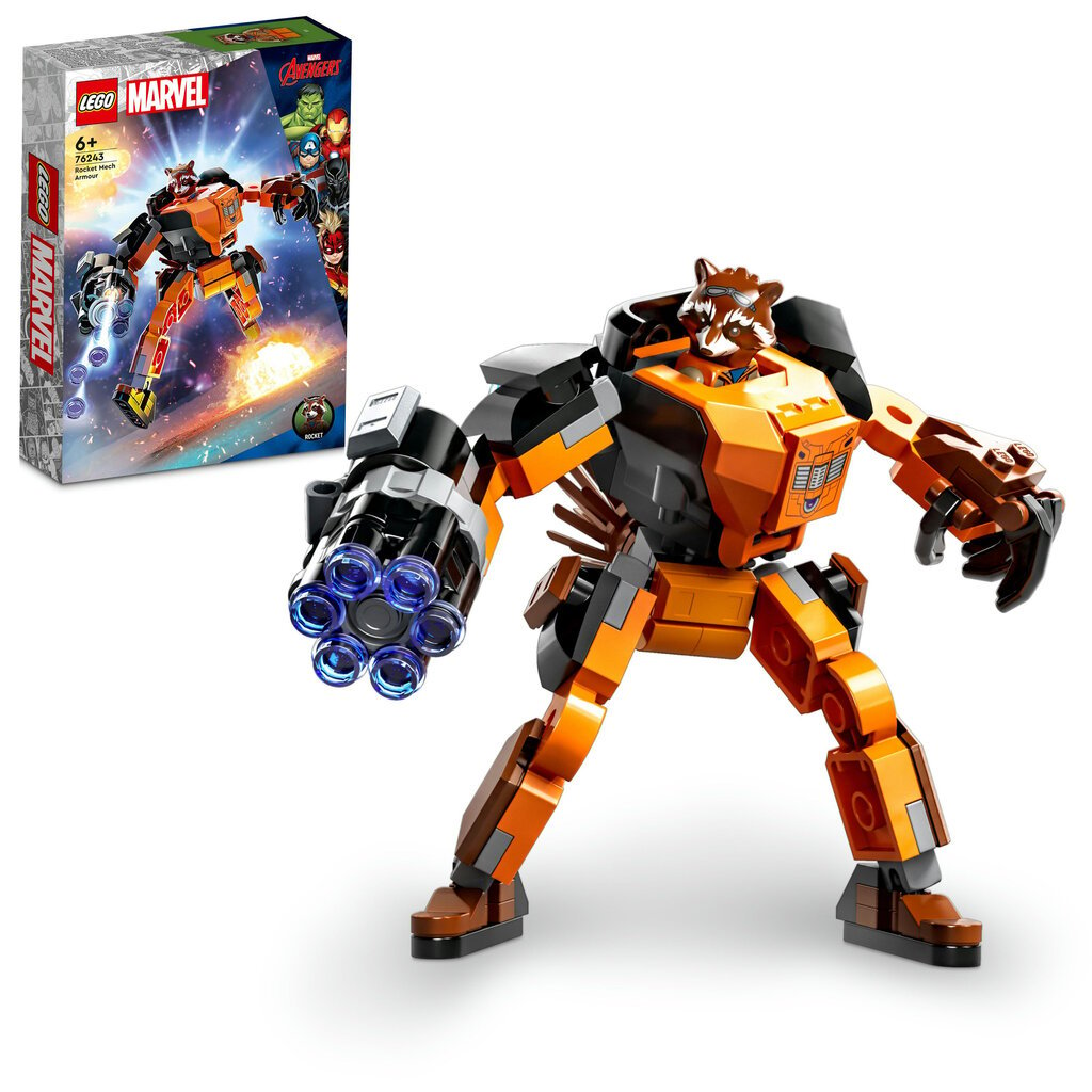 76243 LEGO® Marvel Rocket bruņu robots cena un informācija | Konstruktori | 220.lv