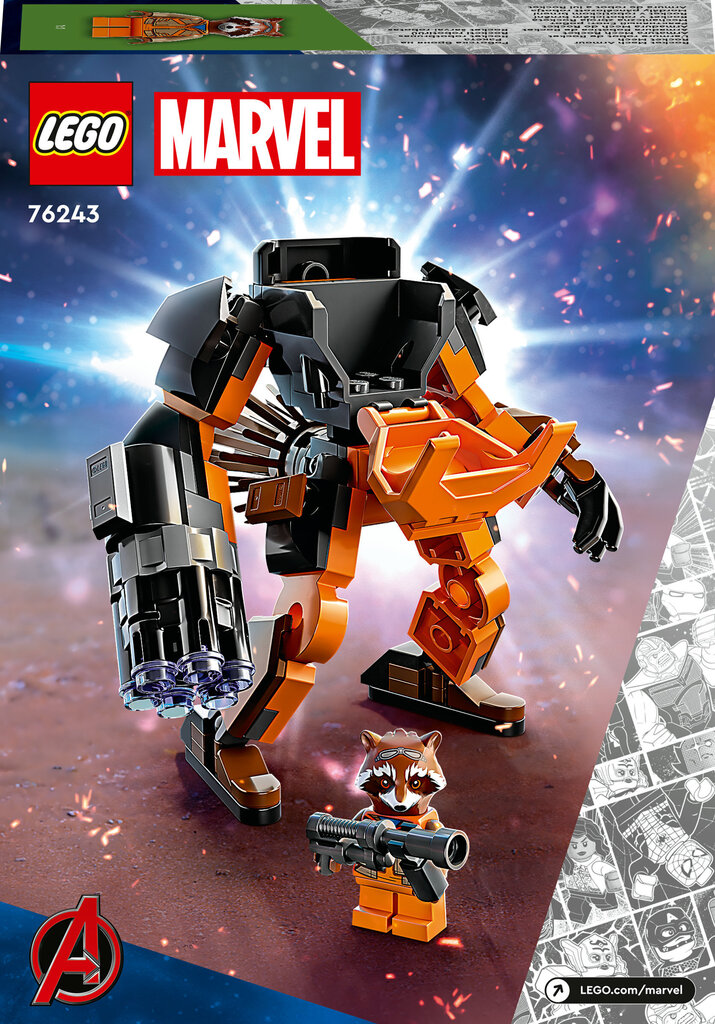 76243 LEGO® Marvel Rocket bruņu robots cena un informācija | Konstruktori | 220.lv