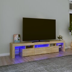 TV skapis ar LED apgaismojumu, ozols, 200x36,5x40cm цена и информация | Тумбы под телевизор | 220.lv
