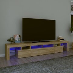 TV skapis ar LED apgaismojumu, ozols, 230x36,5x40cm цена и информация | Тумбы под телевизор | 220.lv