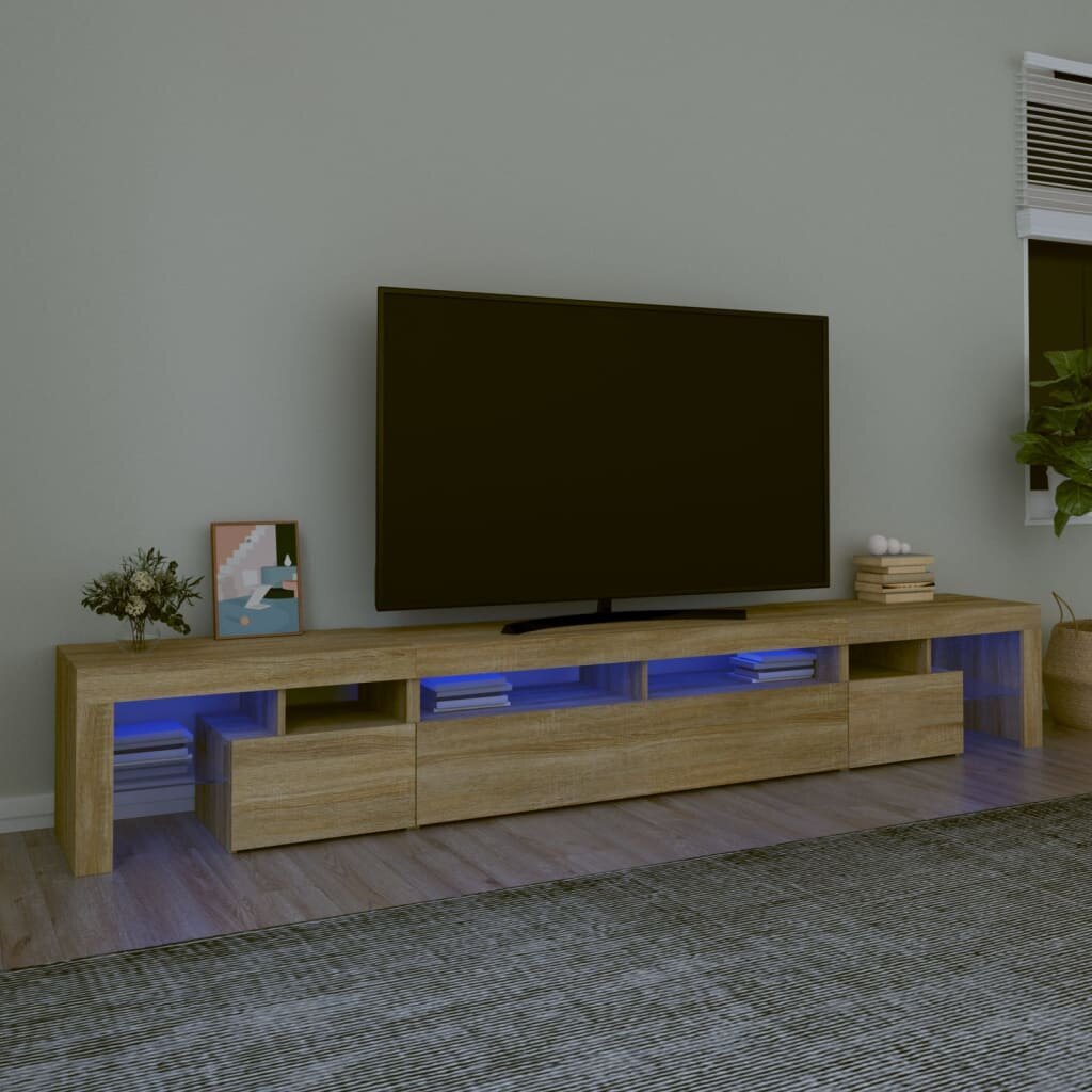 TV skapis ar LED apgaismojumu, ozols, 260x36,5x40cm cena un informācija | TV galdiņi | 220.lv