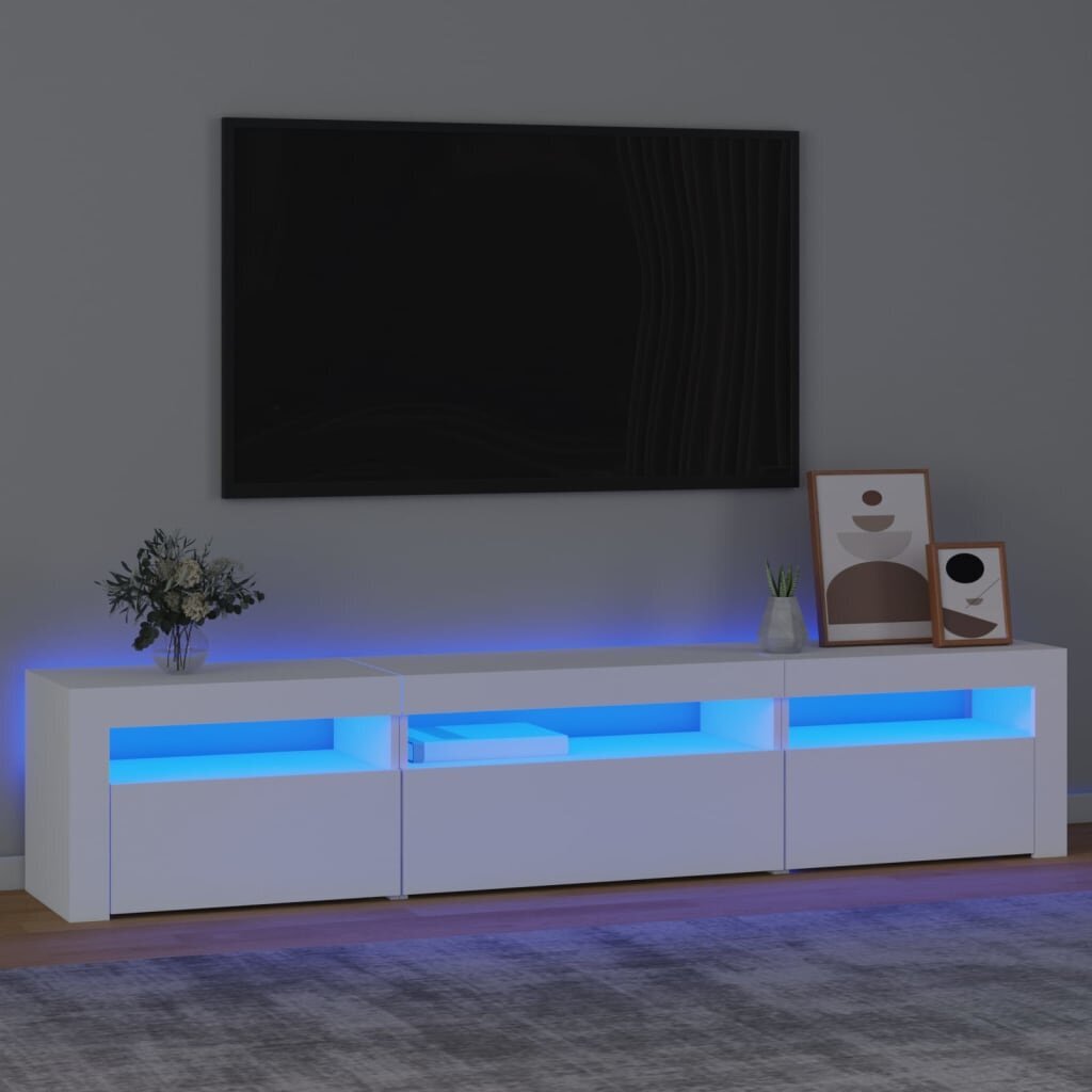 TV skapis ar LED apgaismojumu, balts, 195x35x40cm cena un informācija | TV galdiņi | 220.lv