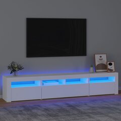 TV skapis ar LED apgaismojumu, balts, 210x35x40cm цена и информация | Тумбы под телевизор | 220.lv