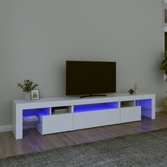 TV skapis ar LED apgaismojumu, balts, 215x36,5x40cm цена и информация | Тумбы под телевизор | 220.lv