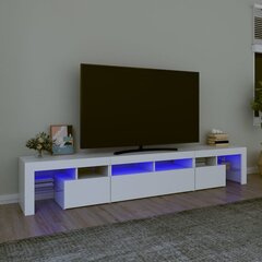 TV skapis ar LED apgaismojumu, balts, 230x36,5x40cm цена и информация | Тумбы под телевизор | 220.lv