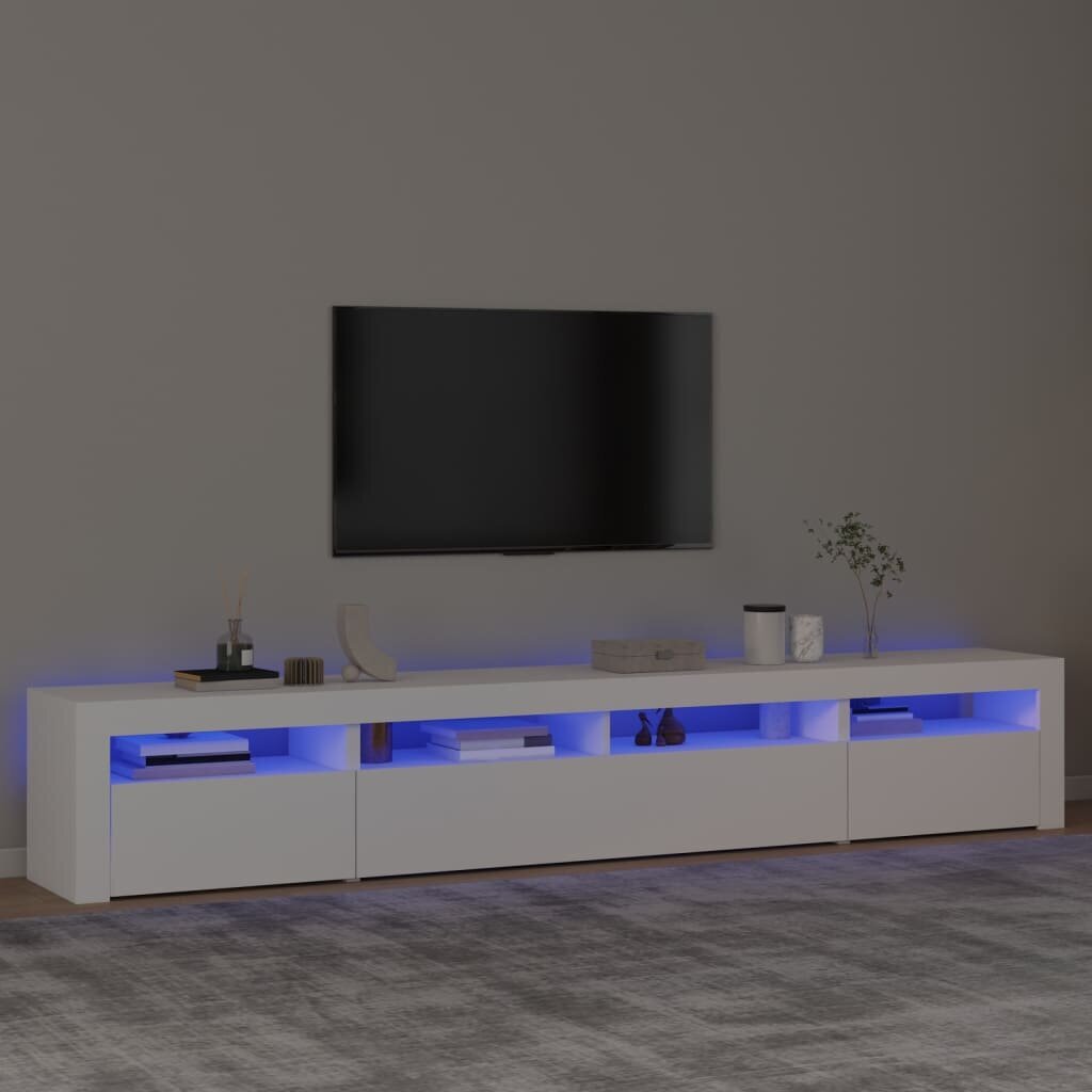 TV skapis ar LED apgaismojumu, balts, 240x35x40cm цена и информация | TV galdiņi | 220.lv