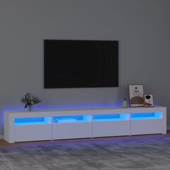 TV skapis ar LED apgaismojumu, balts, 240x35x40cm цена и информация | Тумбы под телевизор | 220.lv