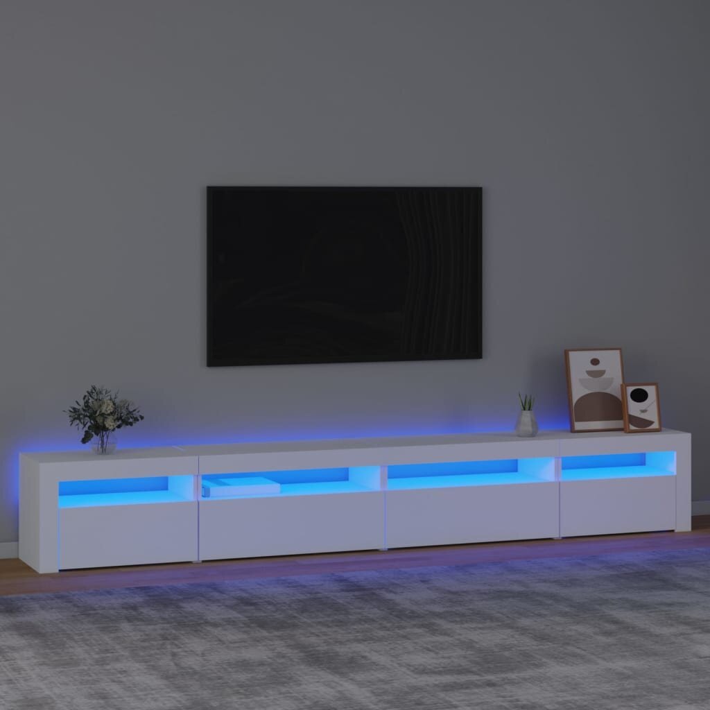 TV skapis ar LED apgaismojumu, balts, 270x35x40cm cena un informācija | TV galdiņi | 220.lv