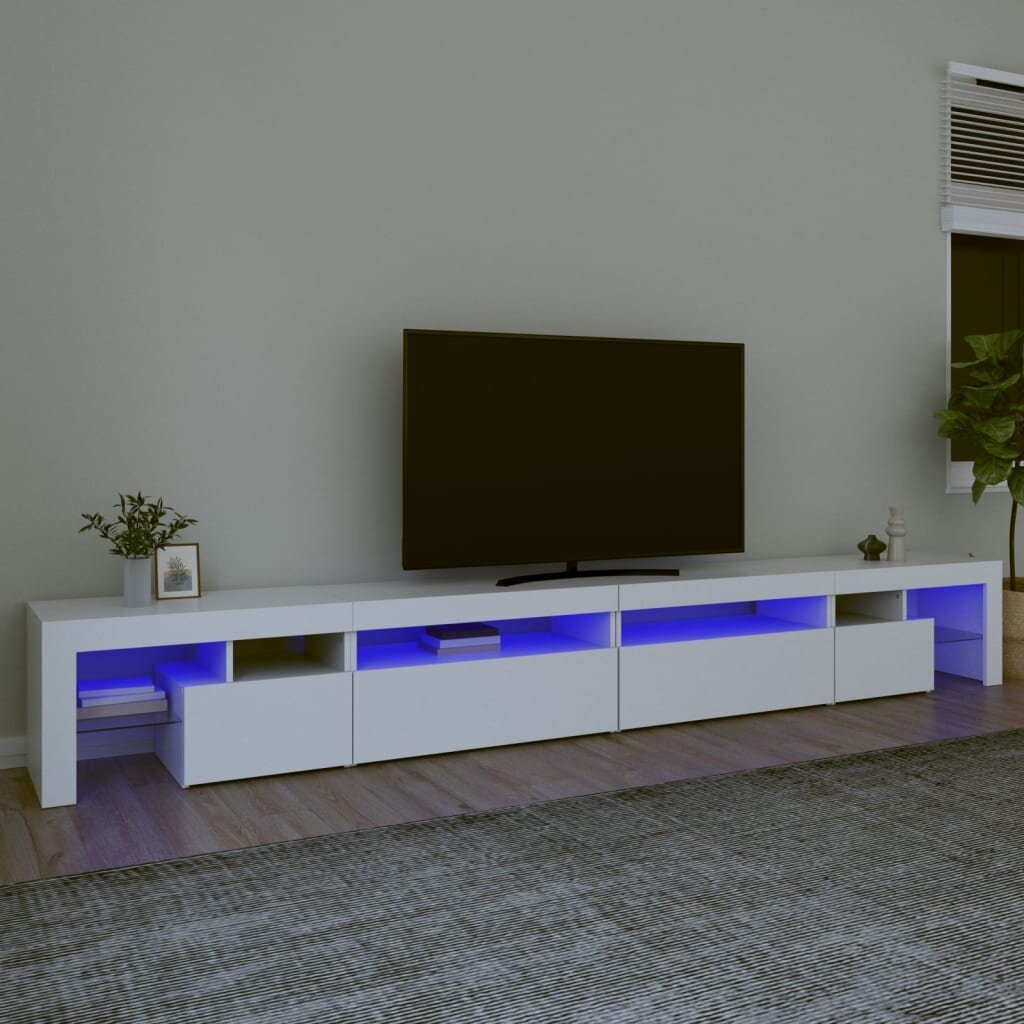 TV skapis ar LED apgaismojumu, balts, 290x36,5x40cm cena un informācija | TV galdiņi | 220.lv