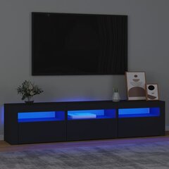 TV skapis ar LED apgaismojumu, melns, 180x35x40cm цена и информация | Тумбы под телевизор | 220.lv