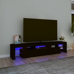 TV skapis ar LED apgaismojumu, melns, 200x36,5x40cm cena un informācija | TV galdiņi | 220.lv