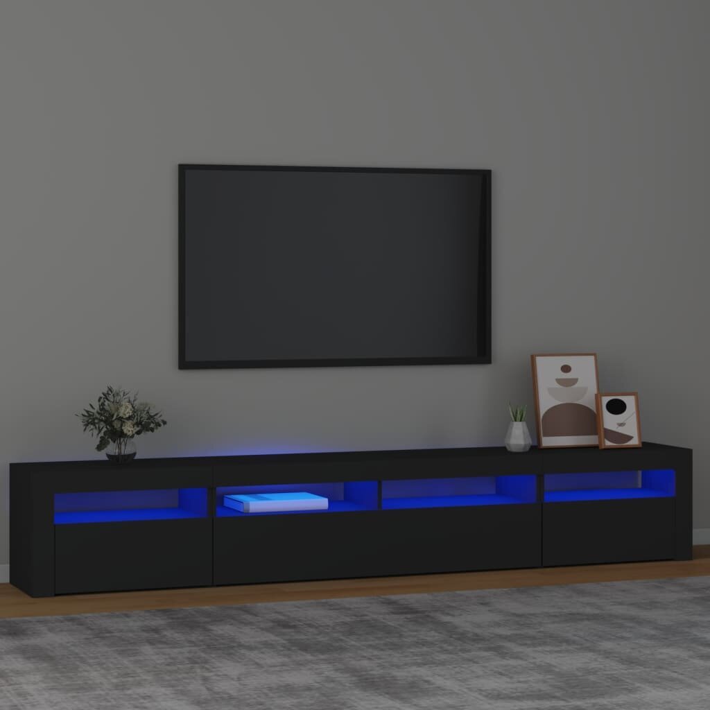 TV skapis ar LED apgaismojumu, melns, 240x35x40cm cena un informācija | TV galdiņi | 220.lv