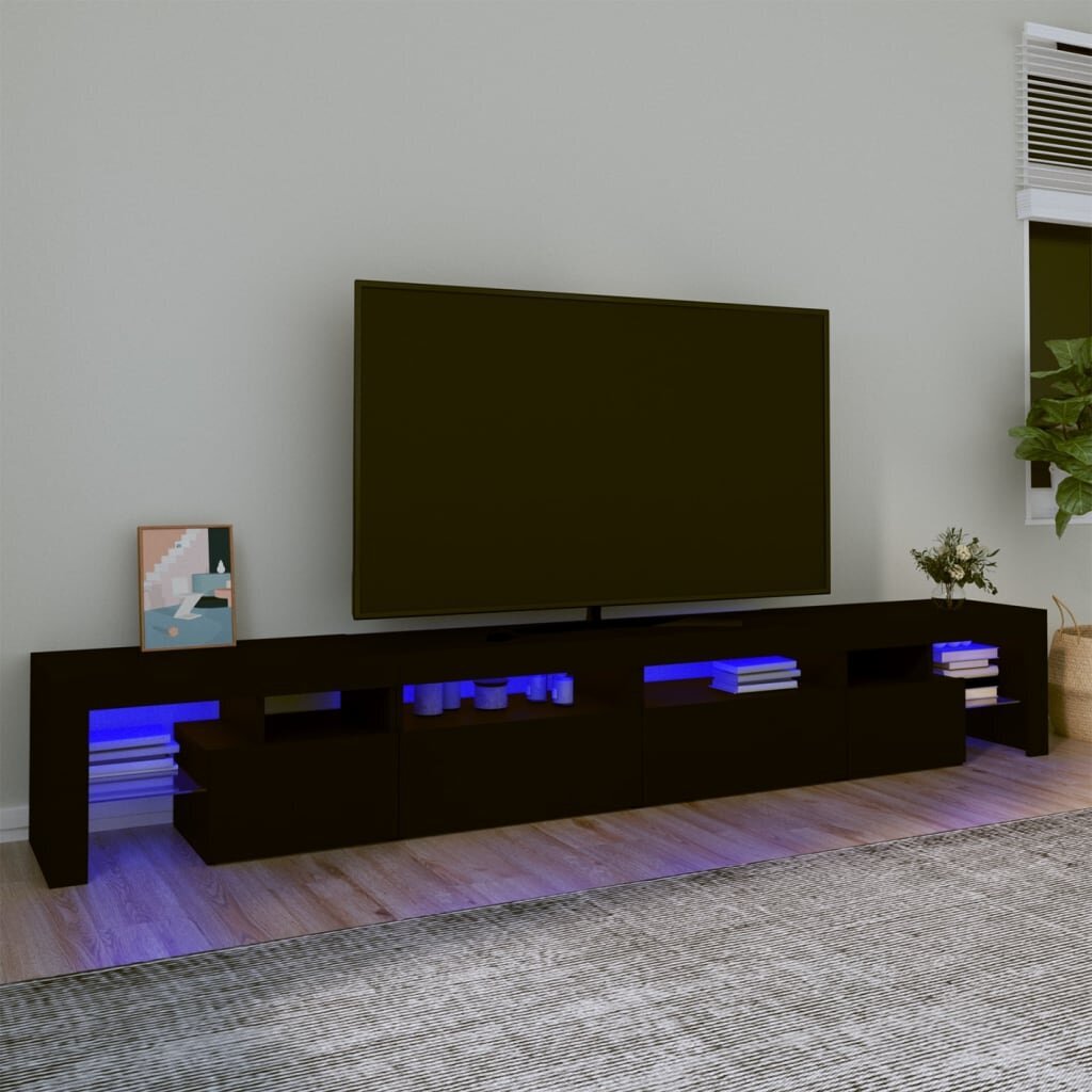 TV skapis ar LED apgaismojumu, melns, 280x36,5x40cm cena un informācija | TV galdiņi | 220.lv