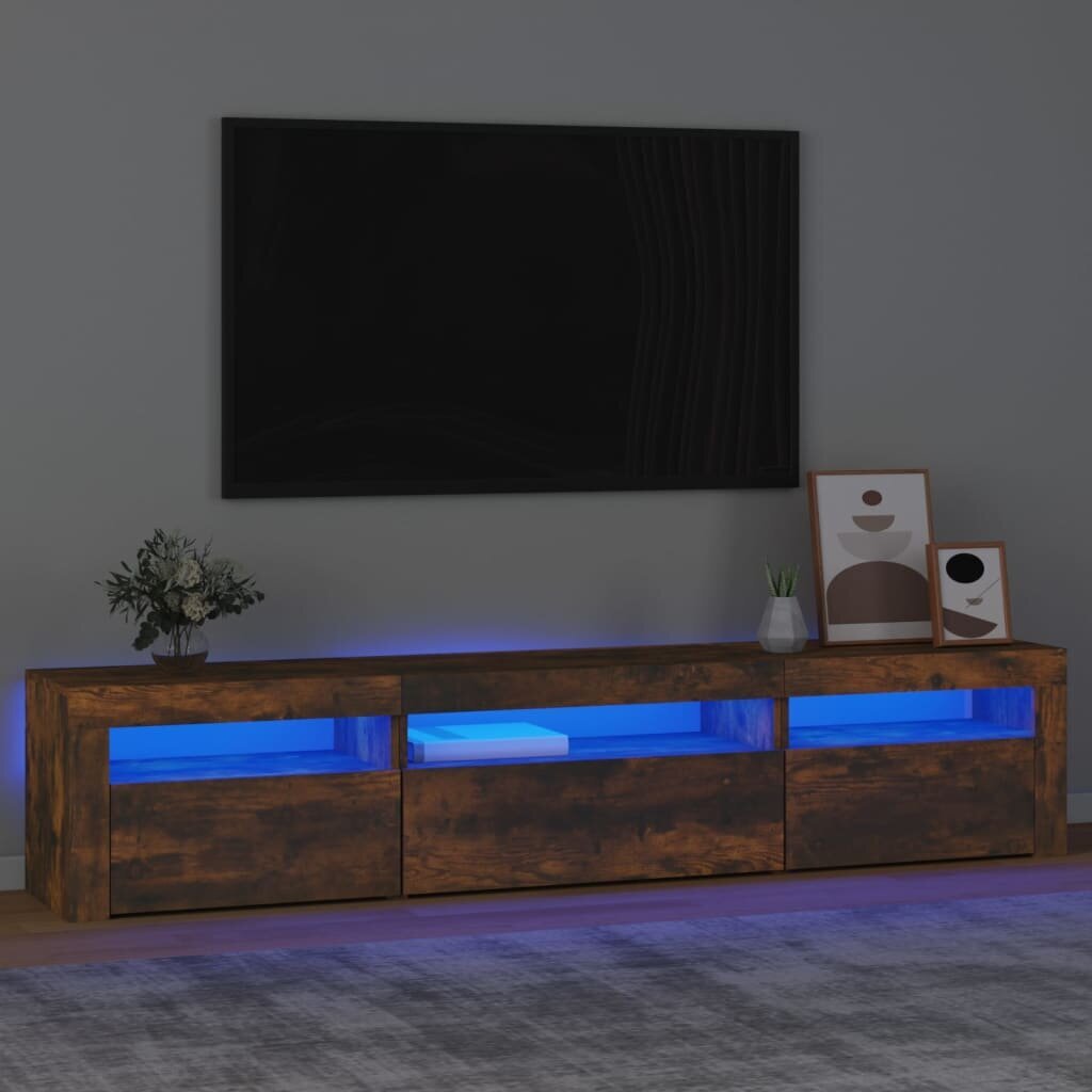 TV skapis ar led, dūmakaina ozola, 195x35x40cm цена и информация | TV galdiņi | 220.lv