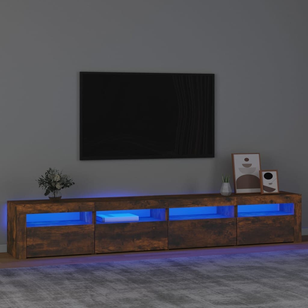 TV skapis ar led, dūmakaina ozola, 240x35x40cm cena un informācija | TV galdiņi | 220.lv