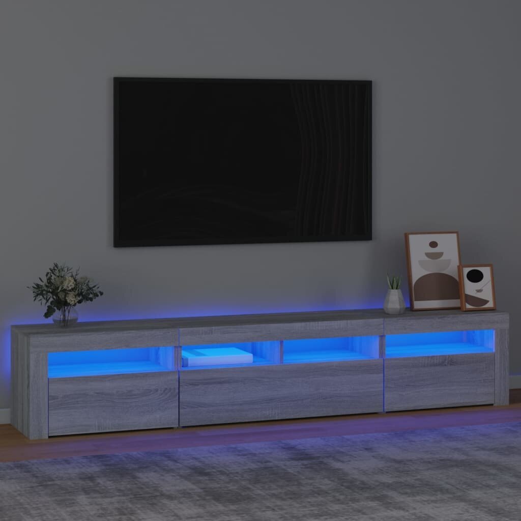 TV skapis ar led, pelēka ozols, 210x35x40cm cena un informācija | TV galdiņi | 220.lv