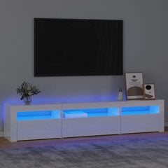 TV skapis ar LED apgaismojumu, balts, 195x35x40cm, spīdīgs цена и информация | Тумбы под телевизор | 220.lv