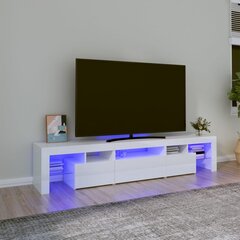 TV skapis ar LED apgaismojumu, balts, 200x36,5x40cm, spīdīgs цена и информация | Тумбы под телевизор | 220.lv