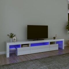 TV skapis ar LED apgaismojumu, balts, 215x36,5x40cm, spīdīgs cena un informācija | TV galdiņi | 220.lv