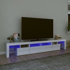 TV skapis ar LED apgaismojumu, balts, 230x36,5x40cm, spīdīgs цена и информация | Тумбы под телевизор | 220.lv