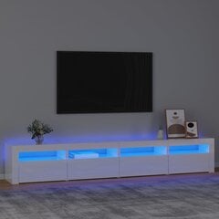 TV skapis ar LED apgaismojumu, balts, 240x35x40cm, spīdīgs цена и информация | Тумбы под телевизор | 220.lv